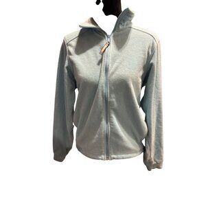 Columbia Womens Medium Light Blue Full-Zip Fleece Jacket With High Collar & Long